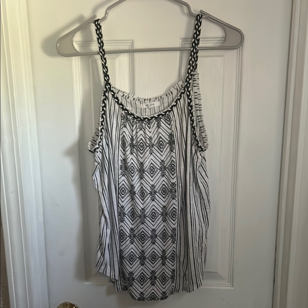 Maurices Black and White Smocked Camisole Top